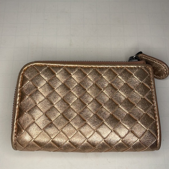 Authentic Bottega Veneta mini rose gold leather card wallet with box bag & COA - Picture 2 of 10